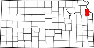 State map highlighting Leavenworth County