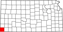 Map of Kansas highlighting Morton County