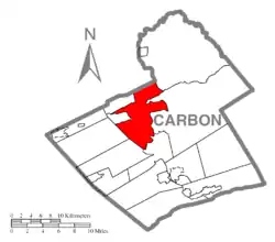 Location of Lehigh Township in Carbon County, Pennsylvania