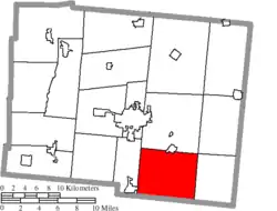 Location of Monroe Township in Logan County