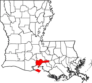 Map of Louisiana highlighting Iberia Parish