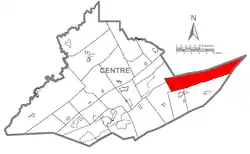 Map of Centre County, Pennsylvania highlighting Miles Township