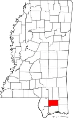 Map of Mississippi highlighting Stone County