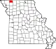 Map of Missouri highlighting Worth County