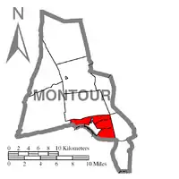 Map of Montour County, Pennsylvania Highlighting Mahoning Township