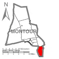 Map of Montour County, Pennsylvania Highlighting Mayberry Township