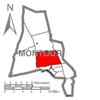 Map of Montour County, Pennsylvania Highlighting Valley Township