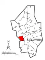 Map of Columbia County, Pennsylvania highlighting Montour Township