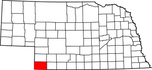 State map highlighting Dundy County