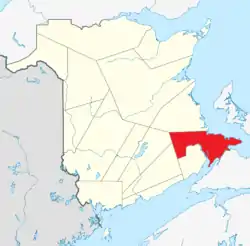 Location within New Brunswick.