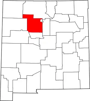 Map of New Mexico highlighting Sandoval County