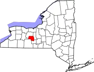 Map of New York highlighting Yates County