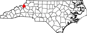 State map highlighting Avery County