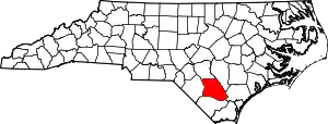 Map of North Carolina highlighting Bladen County