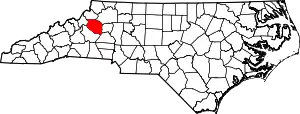 State map highlighting Caldwell County