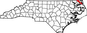 Map of North Carolina highlighting Camden County