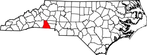 Map of North Carolina highlighting Cleveland County