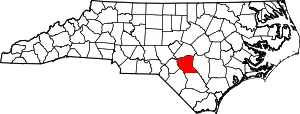 Map of North Carolina highlighting Cumberland County