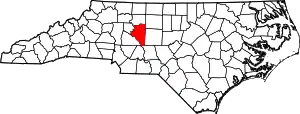 Map of North Carolina highlighting Davidson County