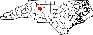 Map of North Carolina highlighting Davie County