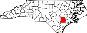 Map of North Carolina highlighting Duplin County