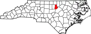 State map highlighting Durham County