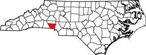 Map of North Carolina highlighting Gaston County