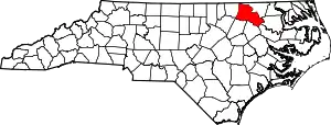 Map of North Carolina highlighting Halifax County