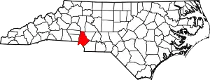 Map of North Carolina highlighting Mecklenburg County