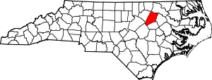 Map of North Carolina highlighting Nash County