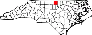 Map of North Carolina highlighting Person County