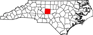 Map of North Carolina highlighting Randolph County