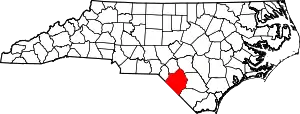 Map of North Carolina highlighting Robeson County