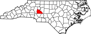 Map of North Carolina highlighting Rowan County