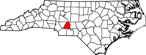 Map of North Carolina highlighting Stanly County