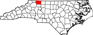 State map highlighting Surry County