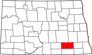 Map of North Dakota highlighting LaMoure County