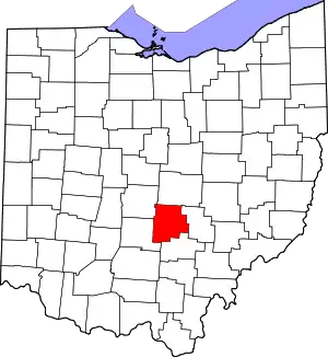 Map of Ohio highlighting Fairfield County