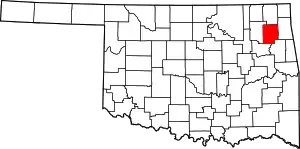 State map highlighting Mayes County