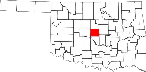 State map highlighting Oklahoma County