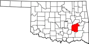 State map highlighting Pittsburg County