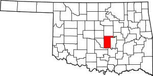 State map highlighting Pottawatomie County