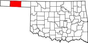 Map of Oklahoma highlighting Texas County