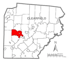 Map of Clearfield County, Pennsylvania highlighting Penn Township