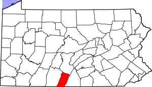 Location of Fulton County in Pennsylvania