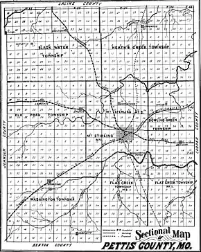 Map of the county Sedalia is in.  Sedalia is in the center of the map, Georgetown is north of Sedalia, with Longwood to the northeast