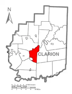 Map of Clarion County, Pennsylvania highlighting Piney Township