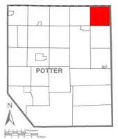 Map of Potter County, Pennsylvania highlighting Harrison Township