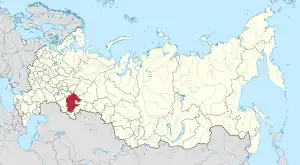 Map showing Bashkortostan in Russia