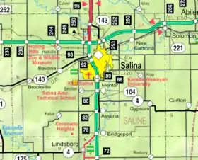 KDOT map of Saline County (legend)